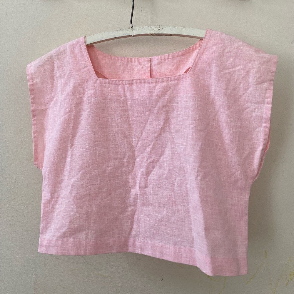 Pale Pink 1960s Boxy Crop Top